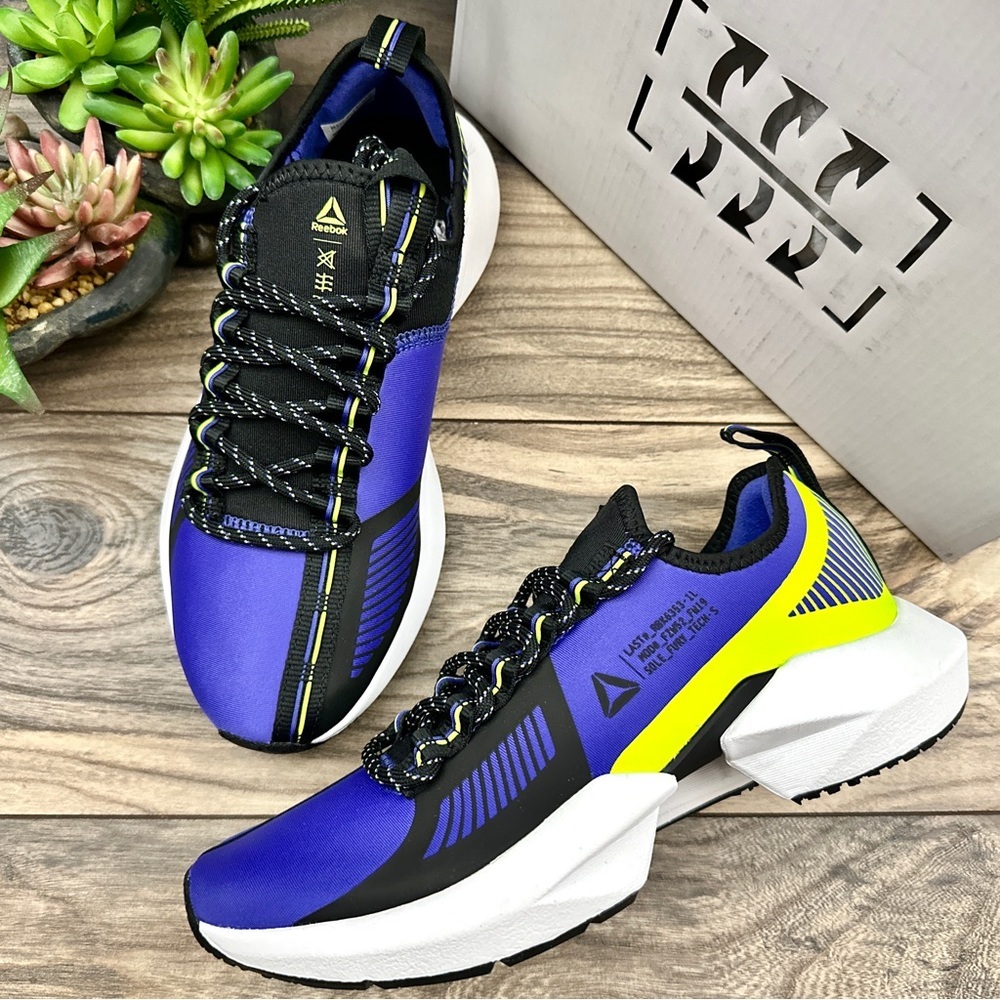 NIB Reebok Sole Fury TS 7.5 Running Shoes Cross Trainer Ultra Purple Neon Lime